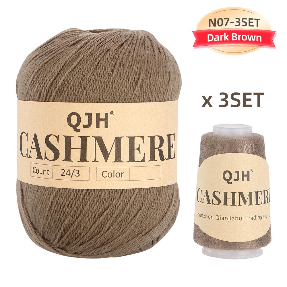 Premium Cashmere Yarn Bundle - Soft, 3 Big & 3 Small Luxurious Knitting & Crochet Yarn Thread for Sweaters, Scarves, Hats, Shawl