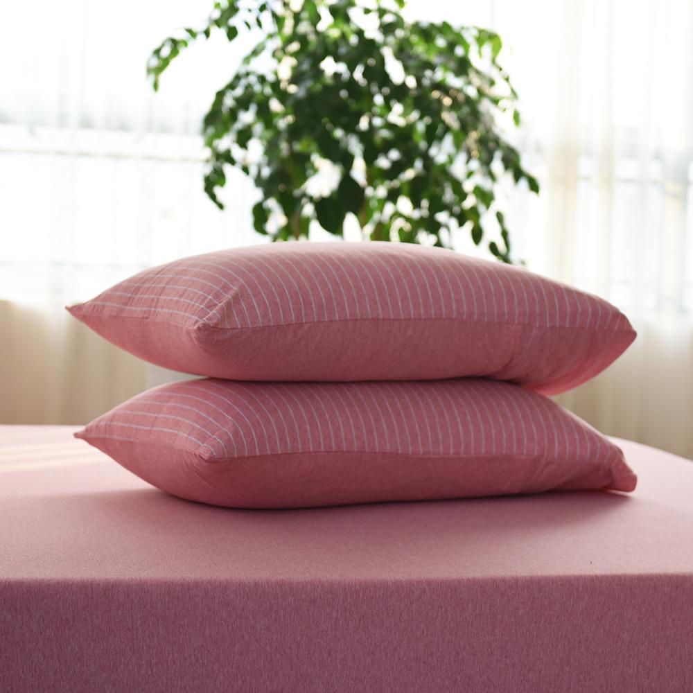 Pure Cotton Jersey Striped Bedding Set: Pillowcase, Duvet Cover, Fitted Sheet - Ideal for Dorms
