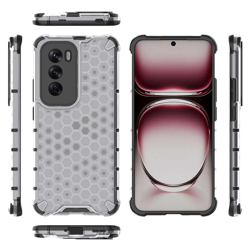 For Oppo Reno12 5G (Global) Case PC+TPU Phone Cover Honeycomb Shape Cushioning Shockproof