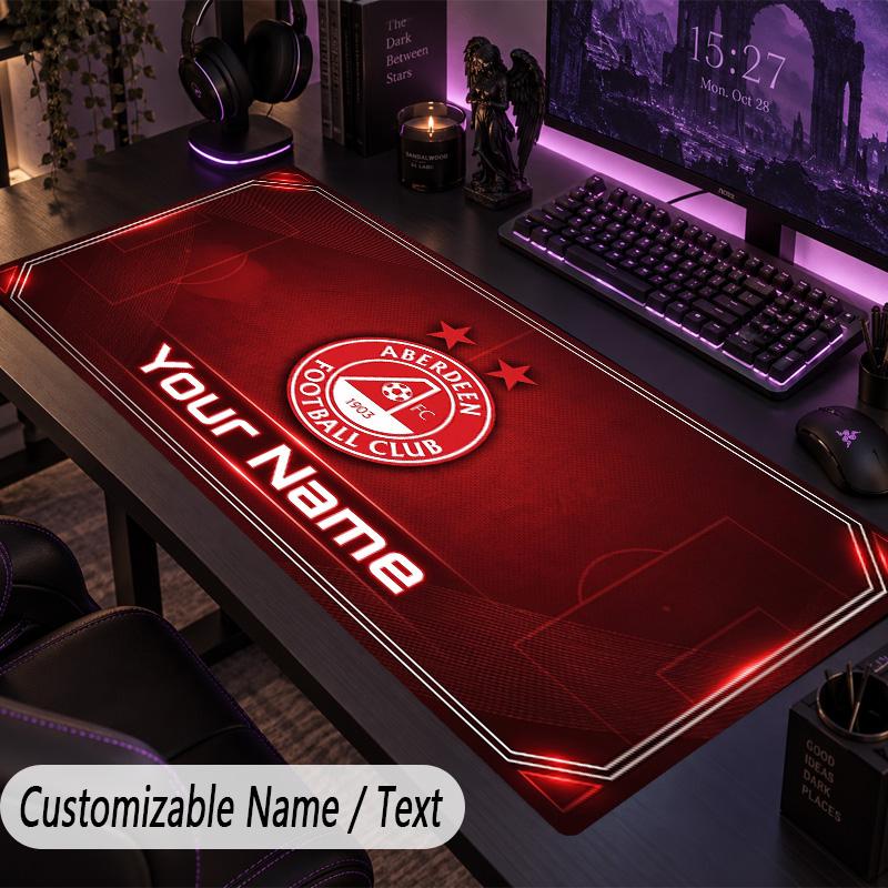 Custom Text Big Mousepad, Extended Desk Pad For Laptop Work GameAberdeen FC