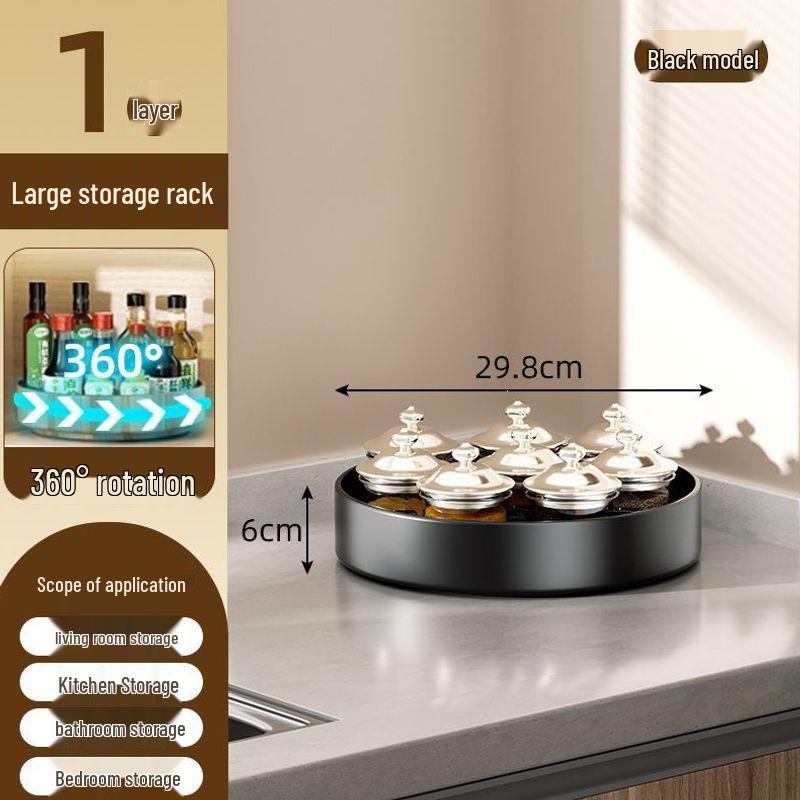 Rotating Kitchen Spice Rack: Stainless Steel Tray for Oil, Salt, Soy Sauce, Vinegar, and Seasonings