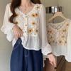 Women's Spring and Summer Hollow Crochet Lace Top, Fresh and Sweet Chiffon Top