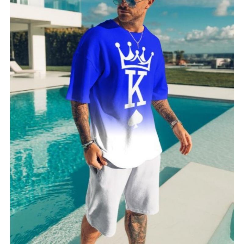 

Летняя спортивная одежда Trend Men King 3D Printed Tracksuits Clothing Casual Shorts+tshirts Set Sweat Suits Summer Tracksuit Men Sets 4XL