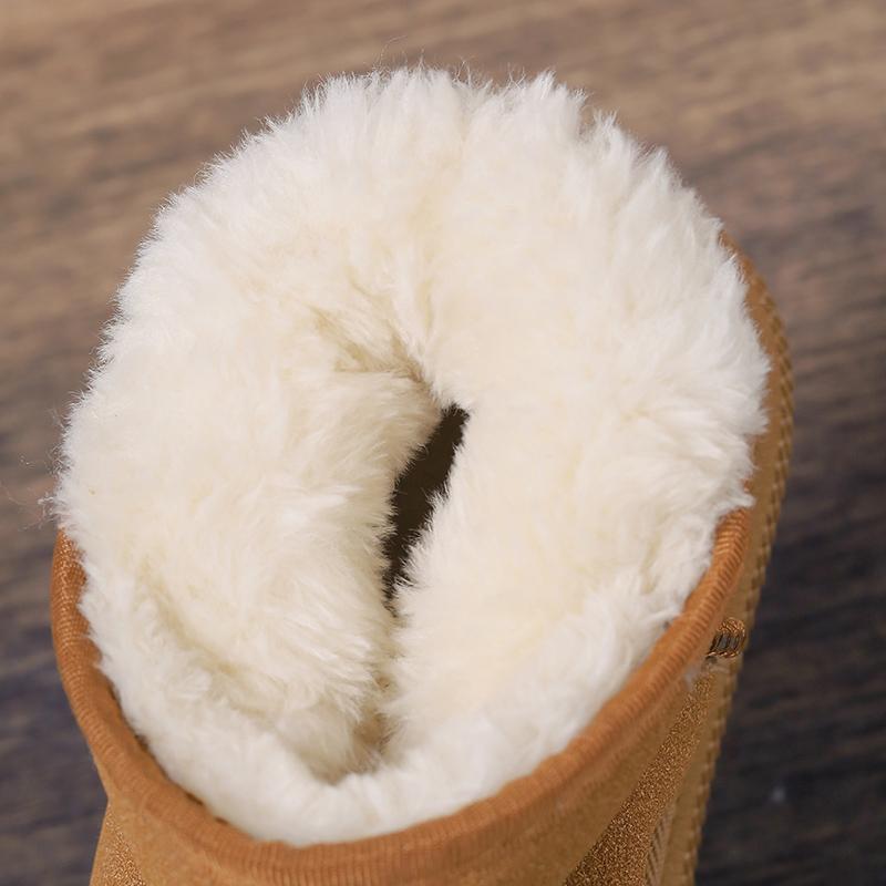 2024 Neue Verdickte Plüsch-Stiefeletten Damenmode Wildlederimitat Rutschfeste Schneestiefel Frau Komfort Weiche Sohle Plateau Baumwollschuhe