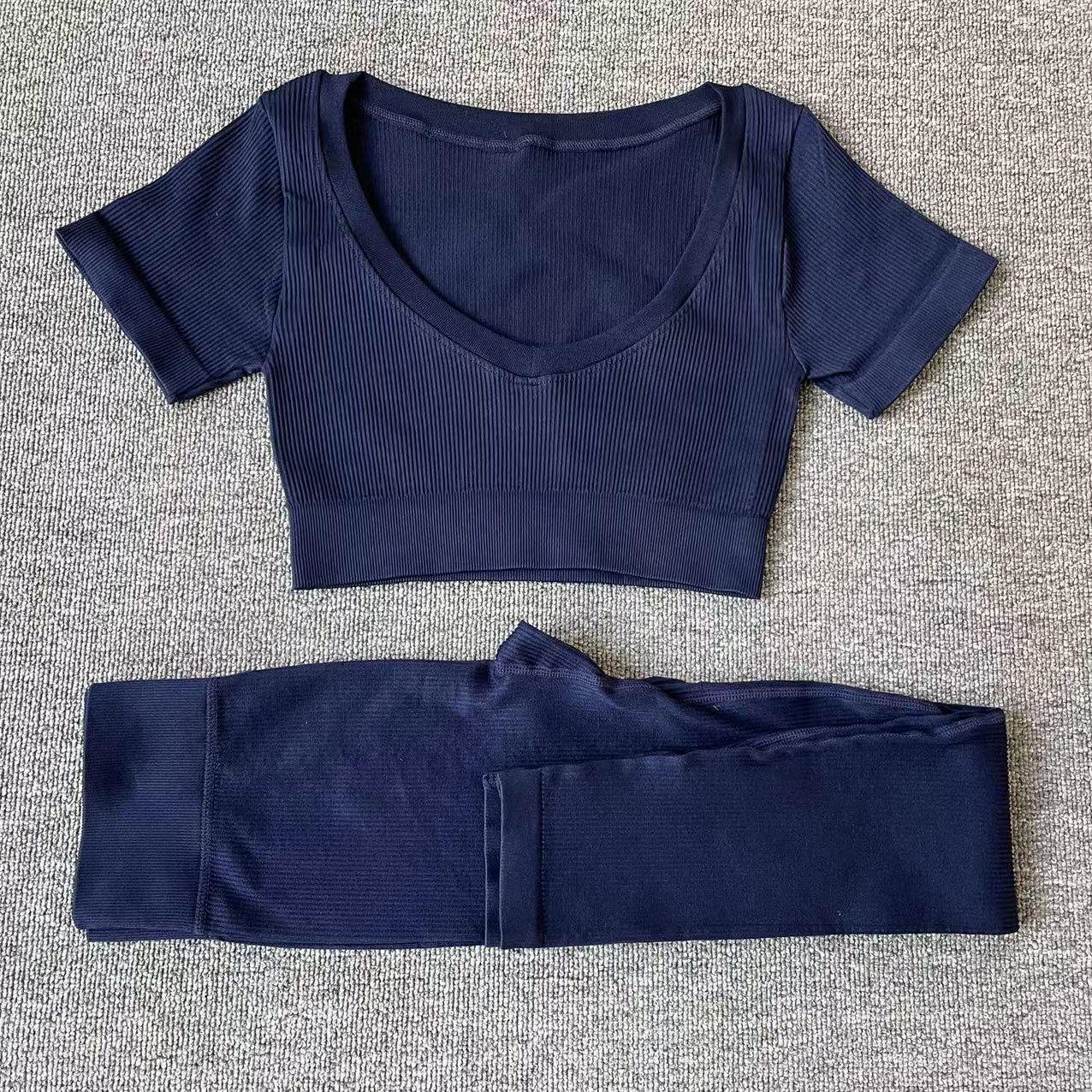 

Летний бесшовный рубчатый комплект для йоги на одно плечо 2023 года с топом с длинным рукавом и брюками для женщин Medium