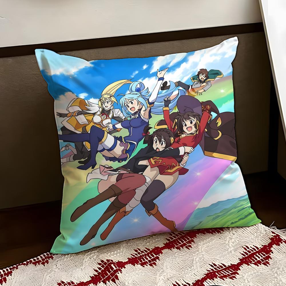 Anime IIsekai QQuartet Cushion Cover Reversible Soft Durable Pillow Cover Home  Car MultiScene Use for Daily Comfort