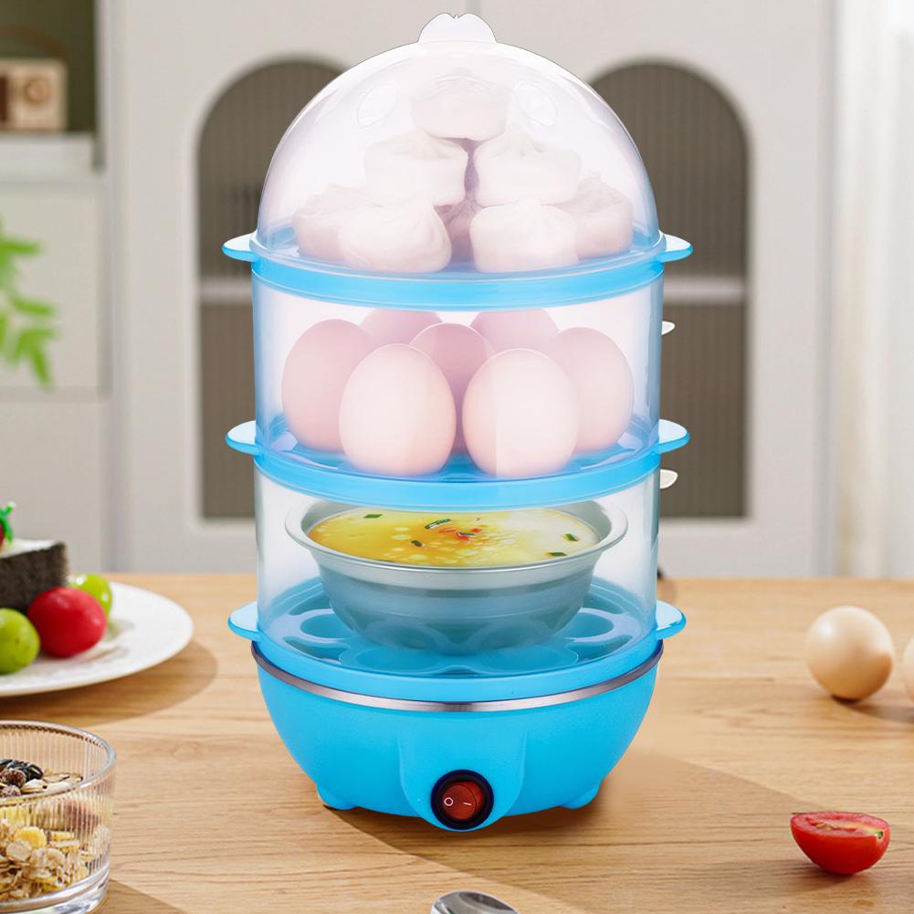 110V/220V Electric Egg Boiler Rapid Heating Automatic Corn Steamer 3-Layer Mini Kitchen Poacher for Cooking Breakfast Machine