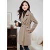 Women's Elegant Belted Double-Faced Wool Coat