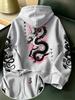 Men's Japanese Style Hoodie Tokyo Dragon Cherry Blossom Graphic Print Sweatshirt Oversized Asian Streetwear Autumn Winter Tops