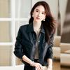 Leather Jacket Women's Small Coat Spring and Autumn New Fashion Thin Lapel Short Leather Jacket Top