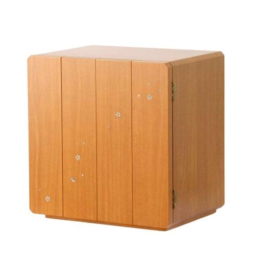 Mini Buddhist Altar "Spica" with Cherry Blossom Mother-of-Pearl Inlay, Furniture-Style Buddhist Altar with Light, Modern Buddhist Altar, Natural Style