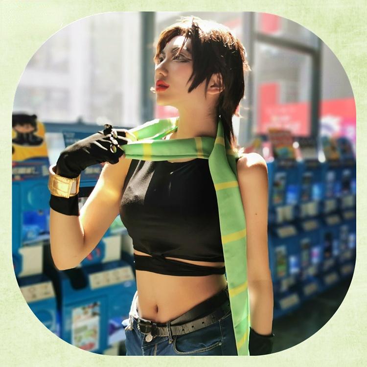 Anime JoJo's Bizarre Adventure Cosplay Joseph Joestar Costume JoJo Gloves Scarf Top Outfit Halloween Suit for Women Men