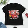 Women T-shirt Disney Car Pixar Lightning McQueen Print Short Sleeve Tshirts Cartoon Summer Short Sleeve T Shirts and Blouses Top