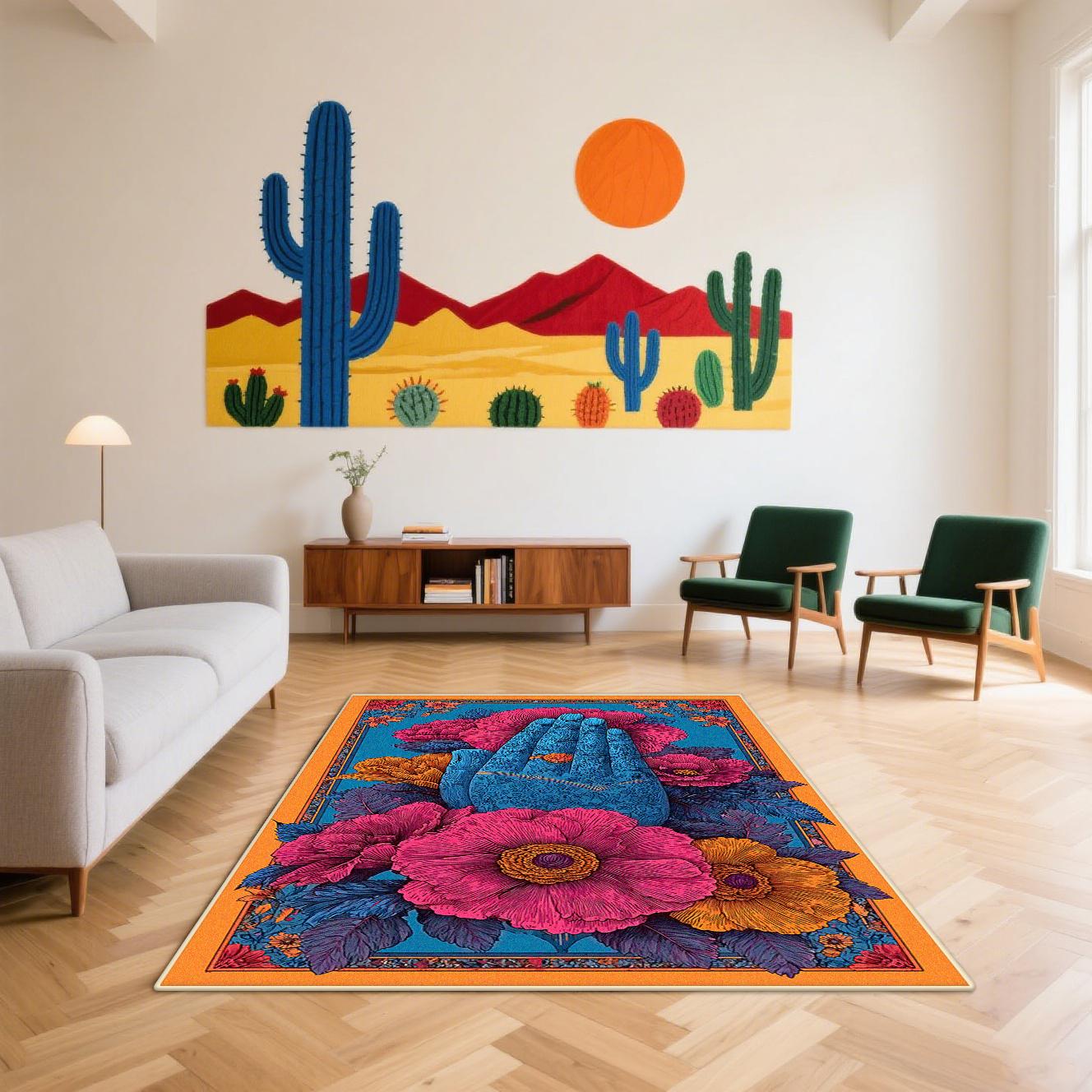 Нордический Абстрактный Ковер с Кактусами Пушистый Мягкий Большой Моющийся Ковер для Гостиной Спальни Декор 60*90cm