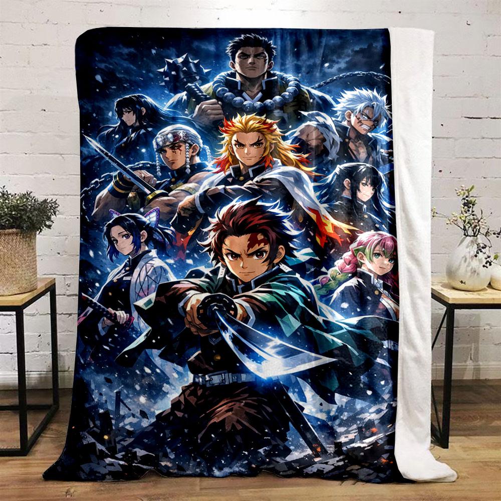 A Group of Warriors Wielding Weapons Amidst a Dramatic, Snowy Backdrop. for All Seasons Blanket Lunch Break Throw Gift