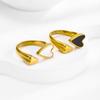 Minimalist 18K Gold Titanium Steel Women's Ring with Heart Design and White Mother-of-Pearl Acrylic