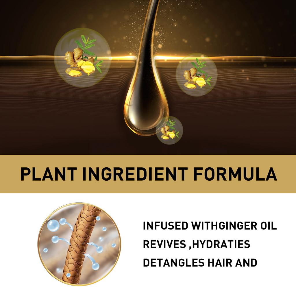 Shampooing Repousse Gingembre Contrôle Huile Anti Chute de Cheveux Antipelliculaire Hydrate Nourrit Cuir Chevelu Réparation Cheveux Abîmés Shampooing Croissance