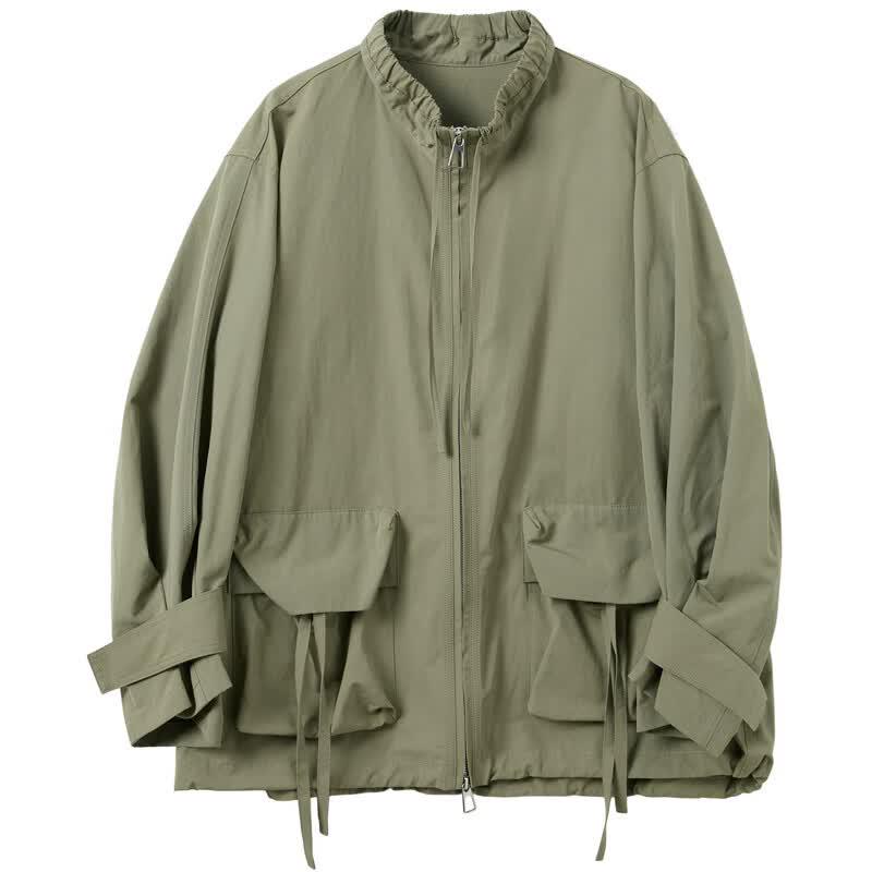 SANCITY 2026 Autumn Loose Stand Collar Workwear Jacket