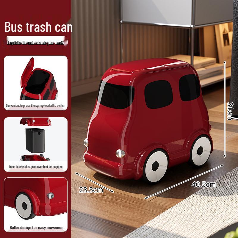 

2026 Baby Bus Trash Can: Large Capacity, Wheel-Equipped, Bend-Free Garbage Sorting Bin