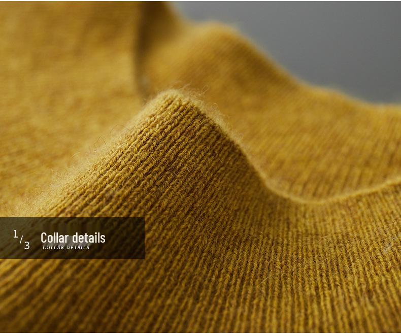 Men's Solid Color Cashmere Raglan Sleeve Sweater - Fall/Winter Half-High Neck, Versatile and Pure.