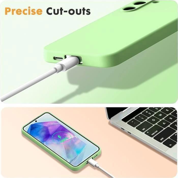 Case - Booling - for Samsung Galaxy A55 5G - Ultra Thin Silicone - Shockproof - Green - 2 Tempered Glass