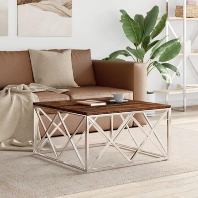Vidaxl Coffee Table, Stainless Steel And Solid Reclaimed Wood