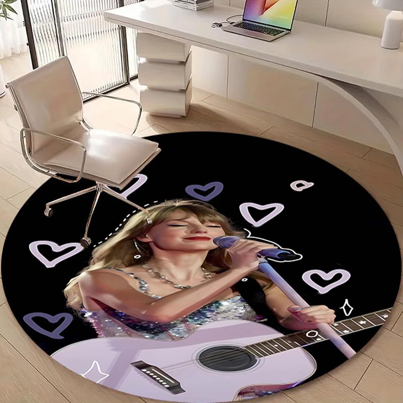1pc Taylor Swift2 Design Printed Area Round Carpet for Bedroom Living Room Home Decor Rugs Mat Non Slip Mat Rug for Bedside