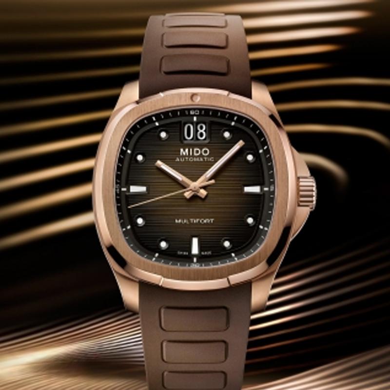 Mido Helmsman Series TV Watch Automatic Mechanical Movement 100 Meters Watch 40*39.2mm Brown Dial Stainless Steel Case Rubber Strap M049.526.37.291.00