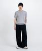 LEMAIN SECOND Linen-Like Elastic Waist Wide Pants [Black]