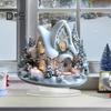 Christmas Acrylic Desktop Ornament Flat Snowy Cabin Ornament with Base Christmas Village Log Cabin Ornament for Holiday Table Decor