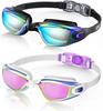 Aegend Swim Goggles 2-Pack No Leaking Anti-Fog UV Protection Mirrored Adult Men Women Wide View Outdoor