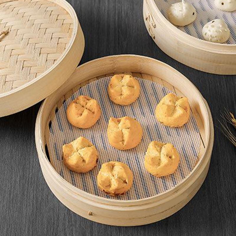 10Pcs Round Non Stick Silicone Steamer Pad 24/26/28cm Reusable Dim Sum Paper Restaurant Steamers Net Liner Kitchen Cooking Tools