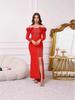 2025 Elegant Off-the-Shoulder Floral Evening Dress with Beaded Diamond Chain