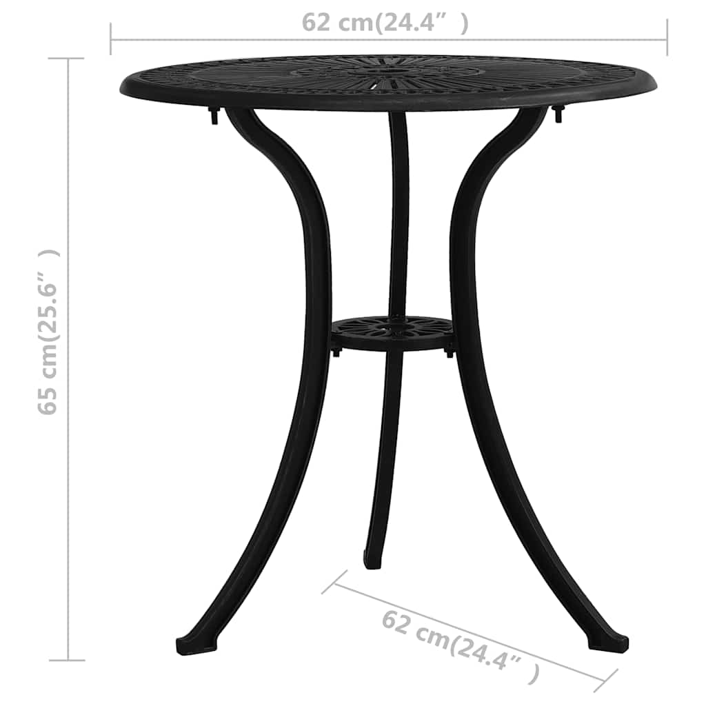 Garden Table Black 62x62x65 Cm Aluminium Cast