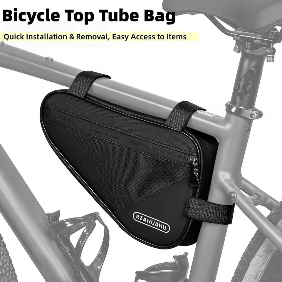 Bicycle Triangle Top Tube Bag, Narrow Edge Anti-collision Bike Frame Bag, Quick Release Straps for Road Bike Tool Storage