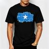 Weiches Baumwoll-Unisex-T-Shirt mit verwaschenem Somalia-Flaggen-Aufdruck Patriotische Kunst Druck Liebhaber Nationalstolz Lässiges Alltags-Outfit Oberteile