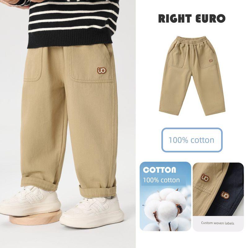 Right European Style Boys' Pure Cotton Casual Simple Pants 2026 New Spring and Autumn Children's Clothing Baby Boys' Pants