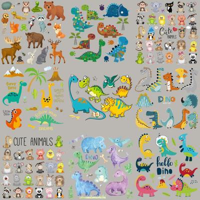 Cartoon Dino Set Nažehlovací desky s přenosem tepla Vinylové aplikované termonáplasti Potisk oblečení na dětské košile Boty