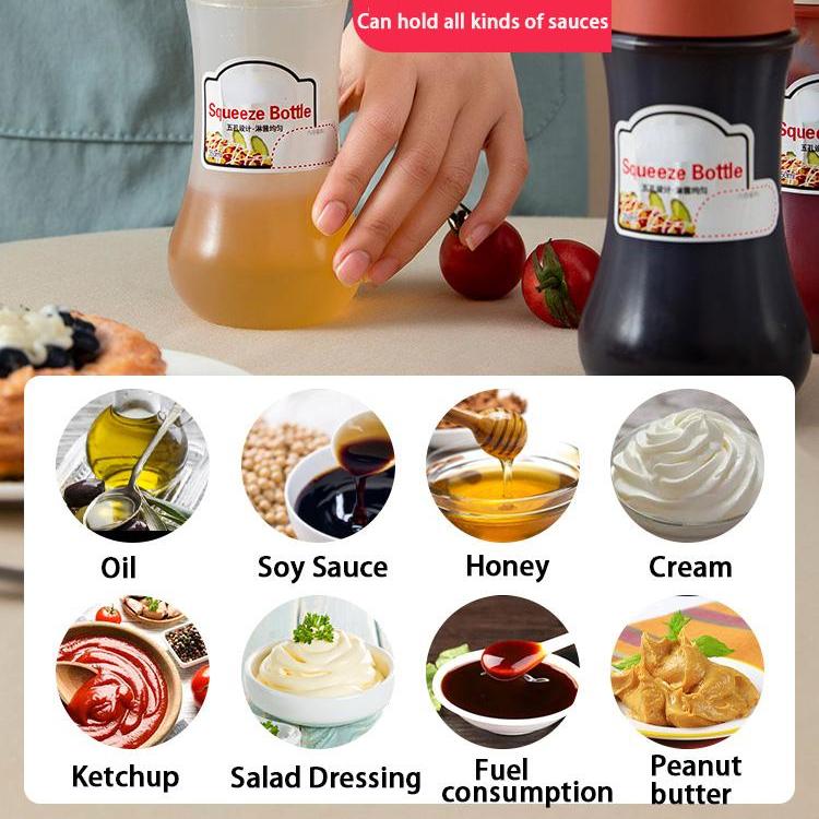 3pcs 350ml 5 Hole Squeeze Condiment Bottles with Nozzles Plastic Ketchup Mustard Hot Sauces Olive Oil Bottles Kitchen Accessories