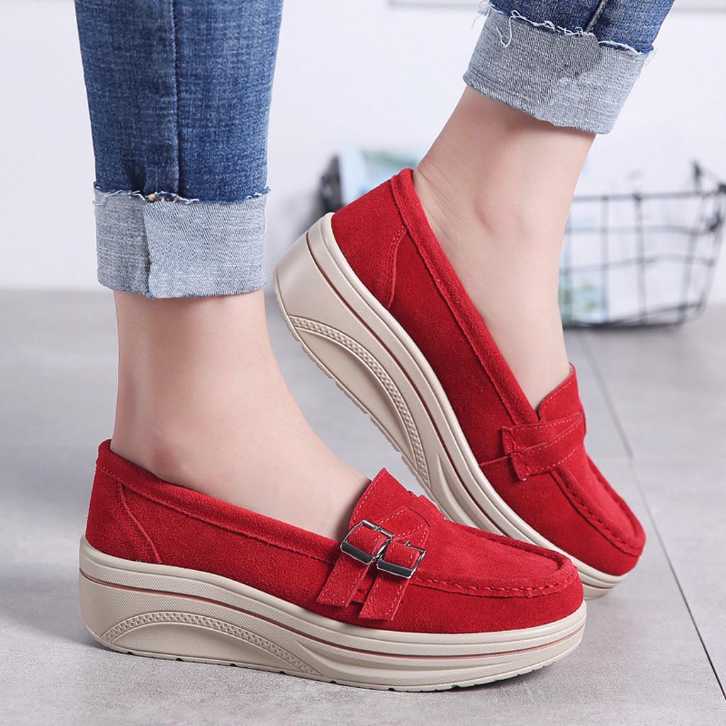 Dámské boty na muffiny kožené boty s tlustým dnem Creepers mokasíny