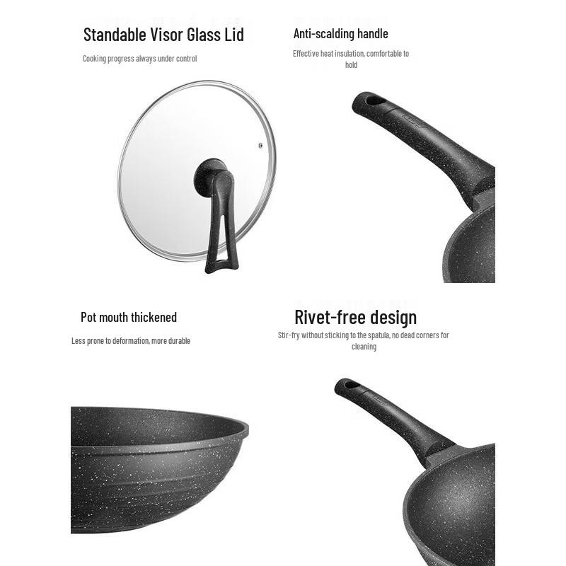 ASD Maifan Stone Non-Stick Flat Bottom Wok