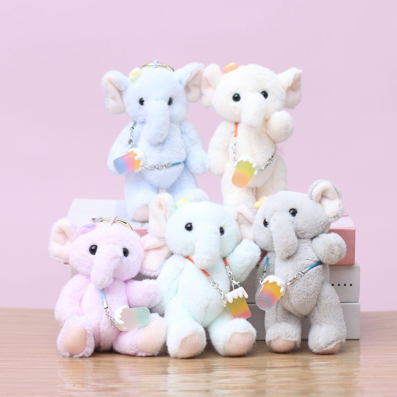 1Pcs Cute Soft Plush Elephant Doll With Joint And Hand And Foot Movement Charm Keychain Toy Bag Pendant Home Decor Gift