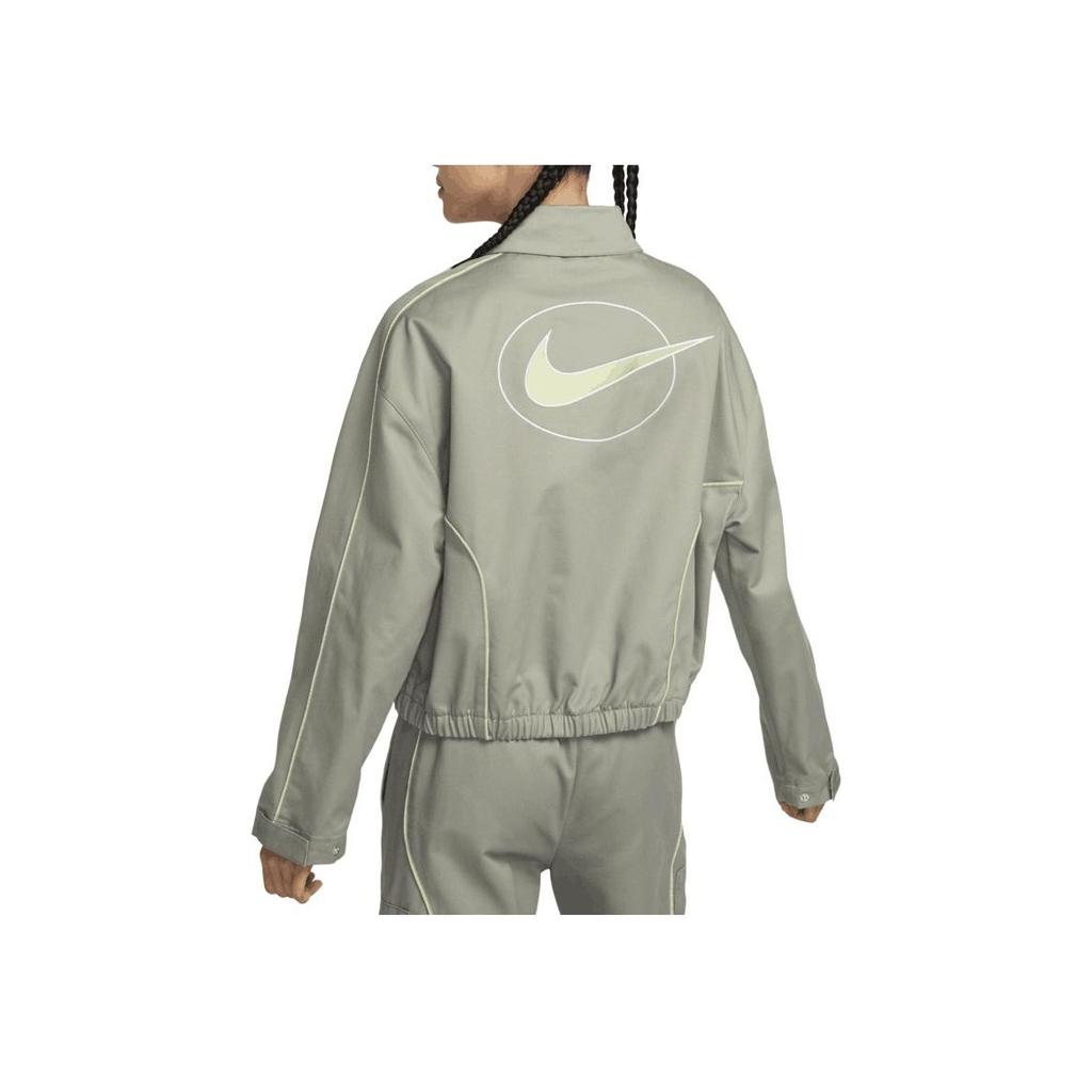 Nike Sportswear Logo Zip Casual Jacket Women Jackets Dark-Mud-Gray FN1941-053