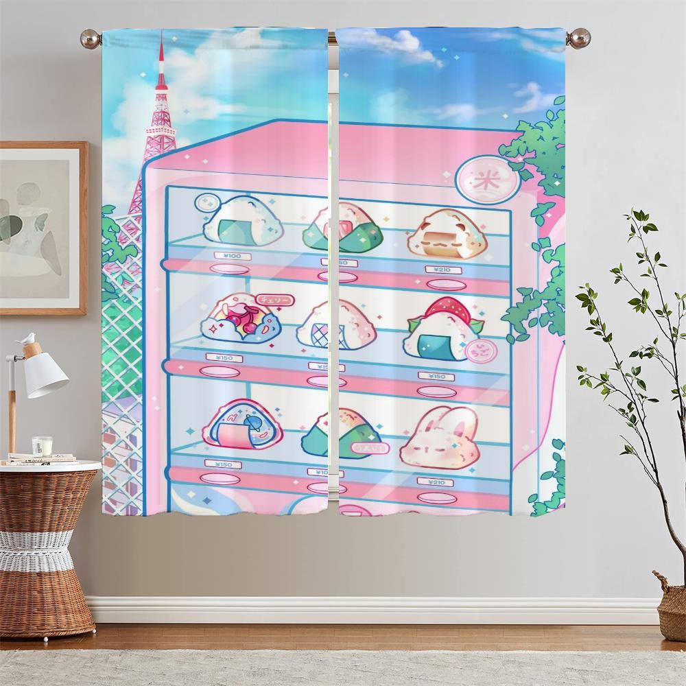 CUTE Bedroom Curtains 2 Pieces Blackout Curtains for Window Beaded Curtain Tiebacks Partition Tulle In Kitchen Blind Blinds Room