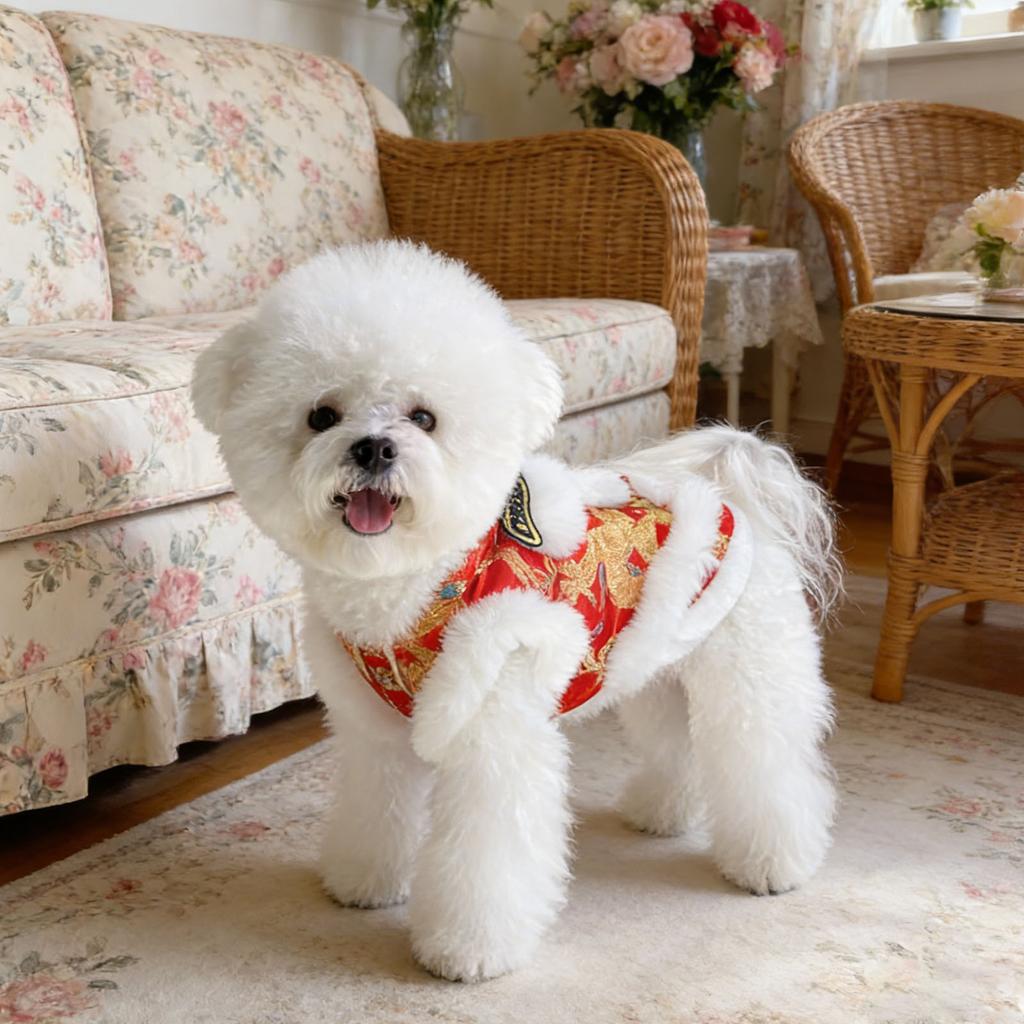 New Year Warm Lion Dance Dog Costume Cute Dog Jacket for Small Medium Dogs Teddy Schnauzers
