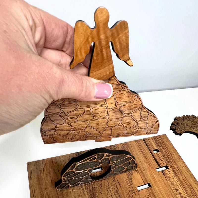 Easter Nativity Wooden Jesus Nativity Scene Desktop Ornament Christ Birth of Jesus Ornaments Religious Decorations for Desk