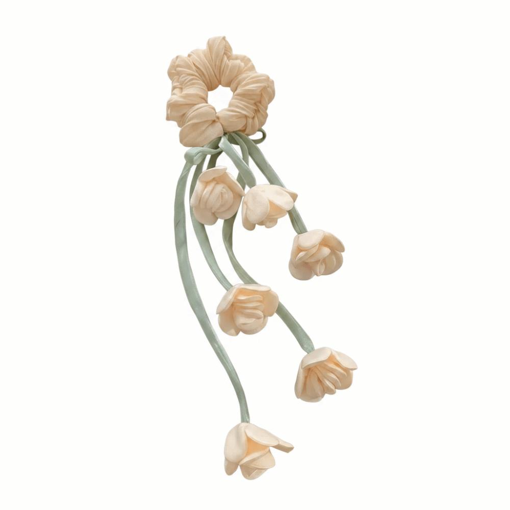 Long Streamer Bell Orchid Scrunchie Fairy Style Bell Flower Ponytail Holder  Birthday Gift