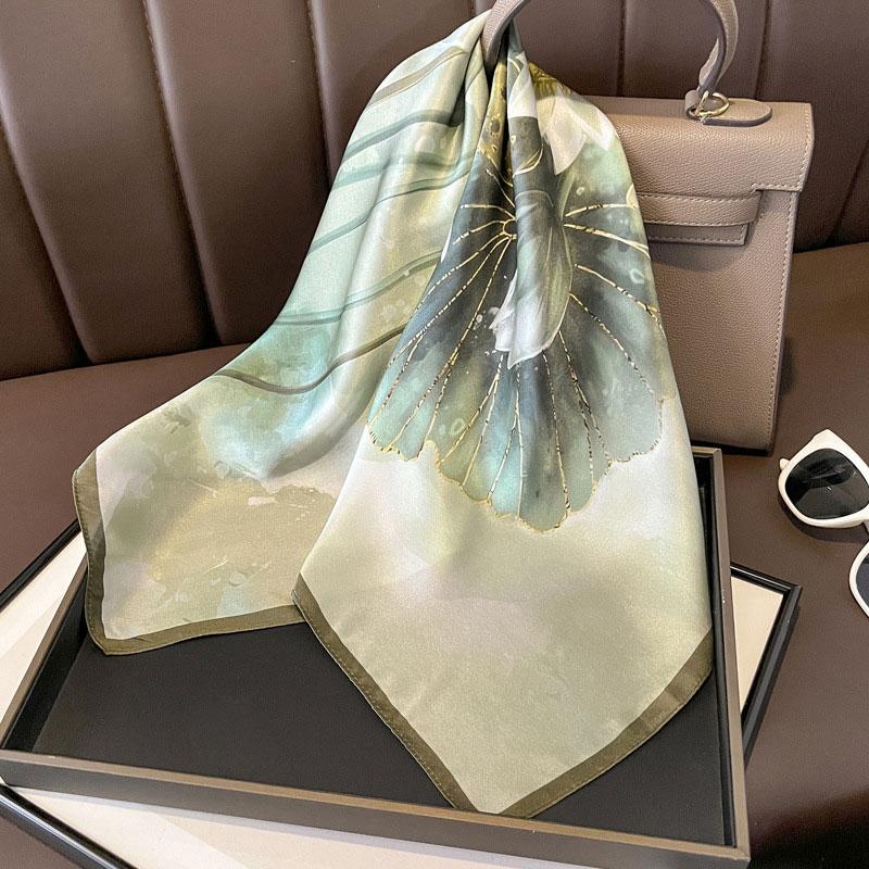 Square Scarf 100% Natural Silk  Women Hairband Foulard High Quality Bandana Scarfves Female Neckerchief Headkerchief Shawl Wrap