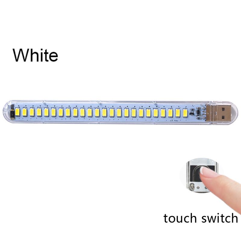 

3/8/24 светодиода портативная USB светодиодная лампа 5 В ультра яркий 3000–7000 К ночник с сенсорным переключателем для компьютера, мобильного источника света для книг 24 LED Touch White