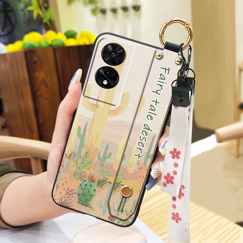 Fashion Design Oil Painting Phone Case For TCL 505/T509K/T5094 Wrist Strap Lanyard Anti-dust Silicone Waterproof Durable